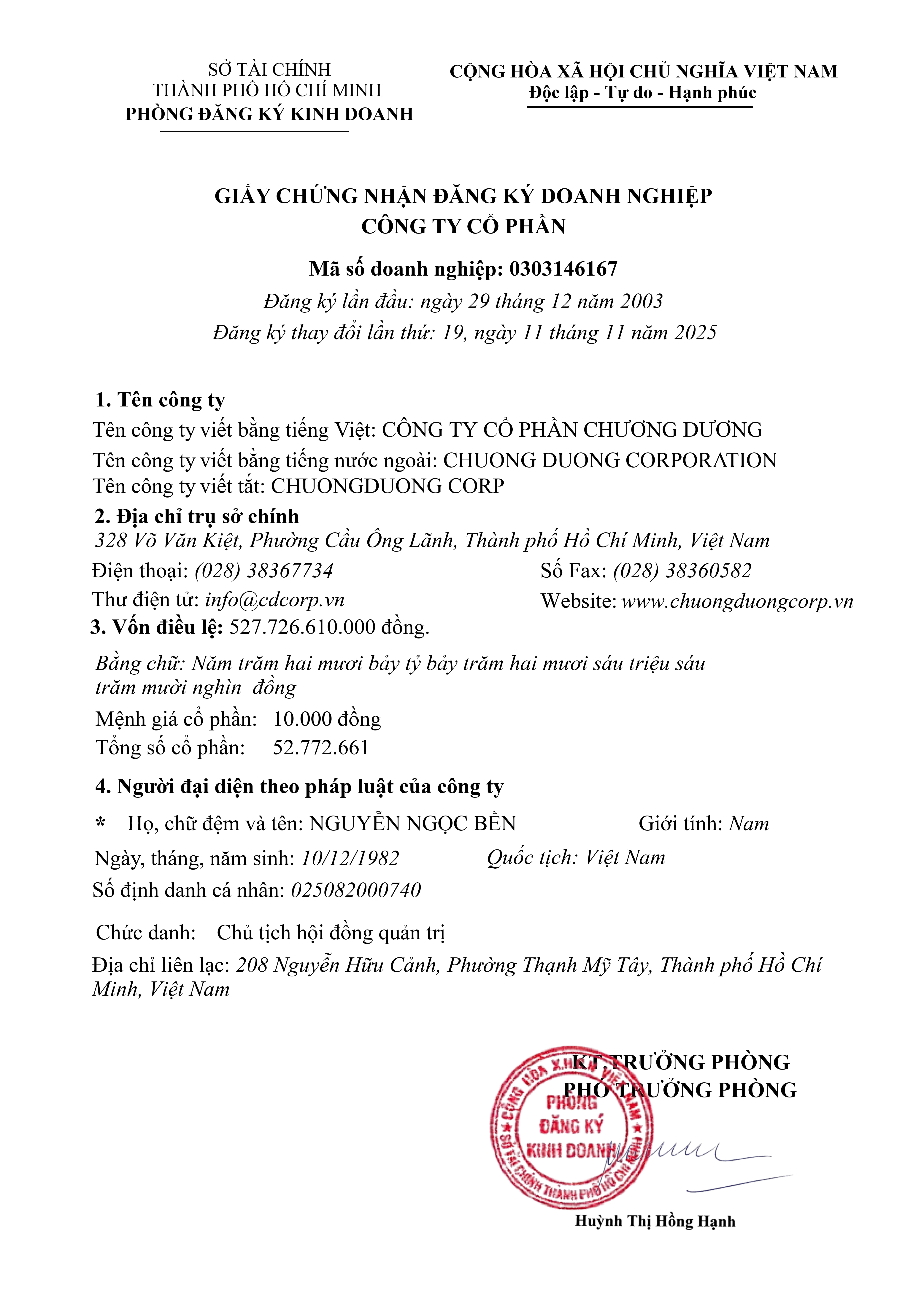Giấy Chứng nhận Đăng ký Doanh nghiệp