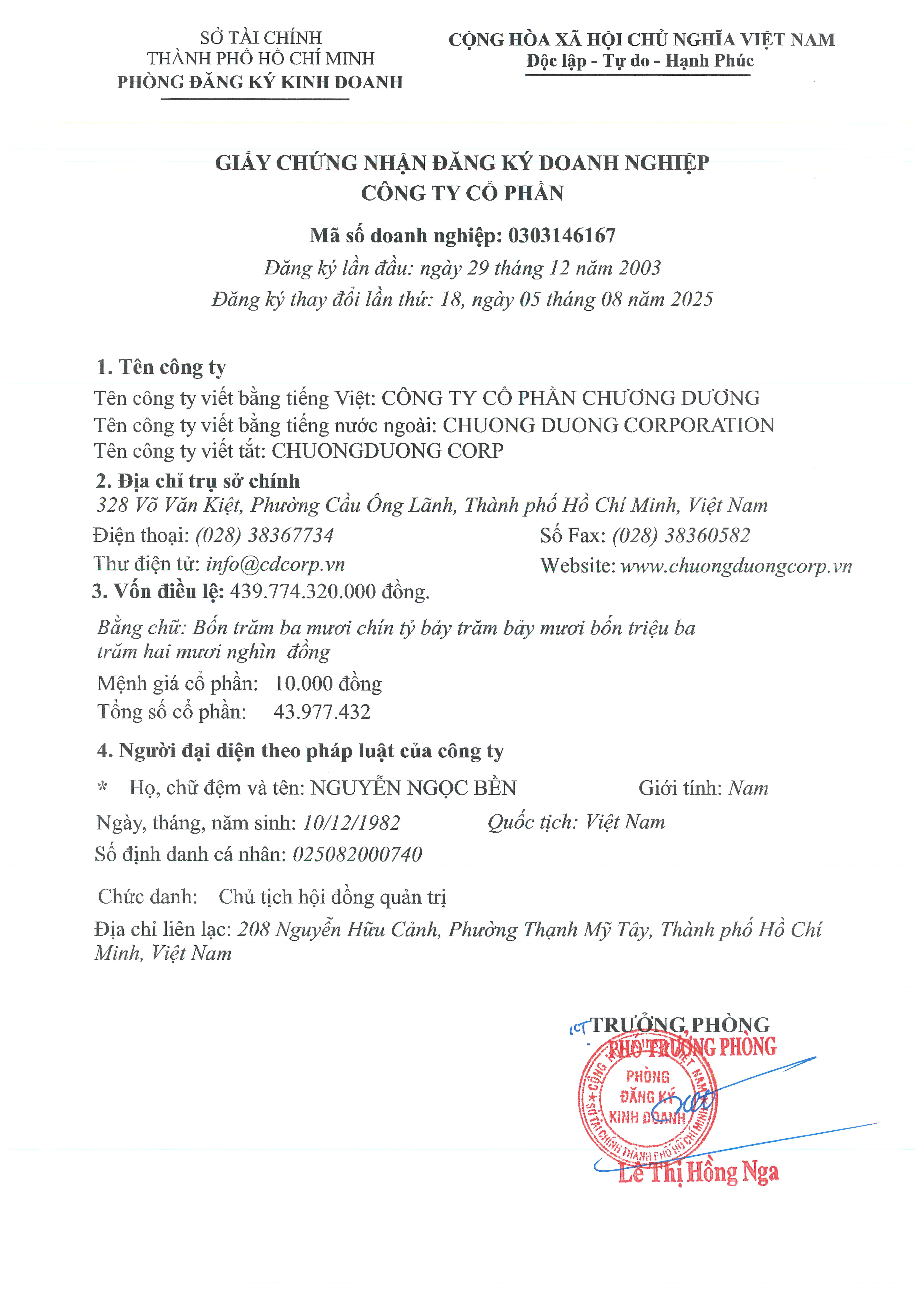 Certificate Of Business Registration
