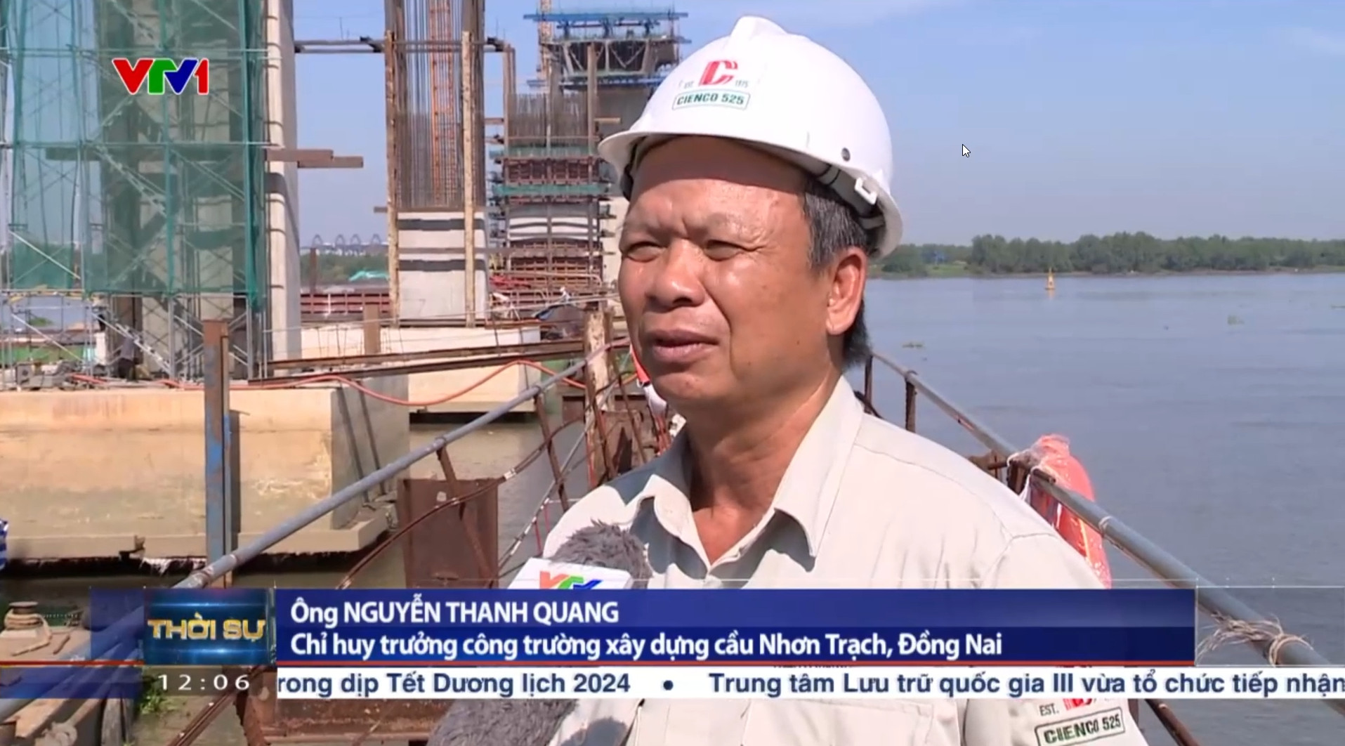 Cienco 525 - Nhà thầu Xây dựng Cầu Nhơn Trạch - Thời sự VTV1 ngày 26/12/2023